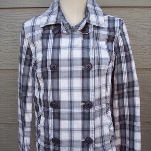 Aeropostale Peacoat Jacket Junior Sz L Black White